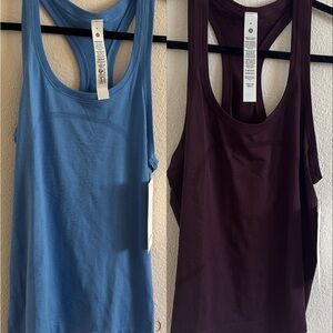 lululemon athletica Bundle 2 Swiftly Tech Tanks - Light Blue and Deep Plum